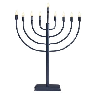 Picture of Electric LED Metal Menorah Traditional Style Navy 23"